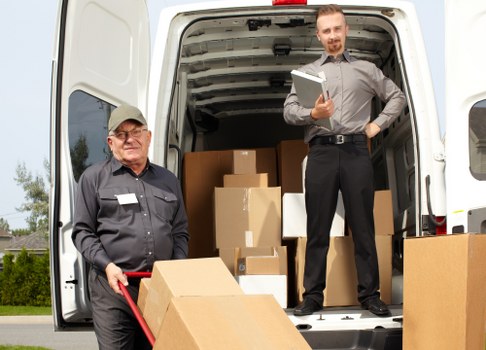 Man with a van service agreement document illustration