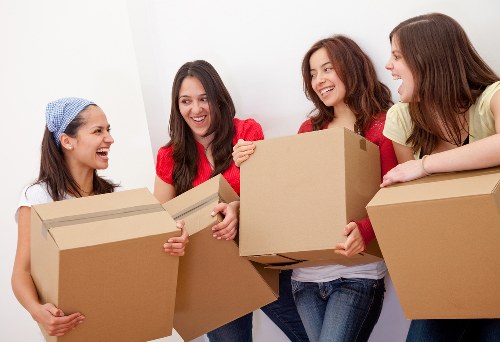 Packed office boxes and IT equipment for a Tottenham commercial move