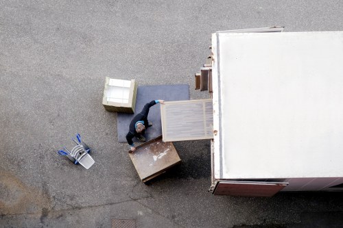 Boxes and furniture being loaded for a local removal