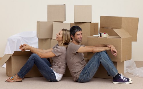 Boxes, wrap, and moving materials prepared for a Tottenham relocation
