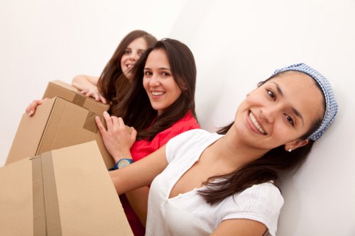 Commercial furniture and equipment prepared for an office move