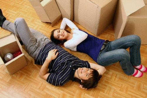 Careful packing materials used for a house move in Tottenham